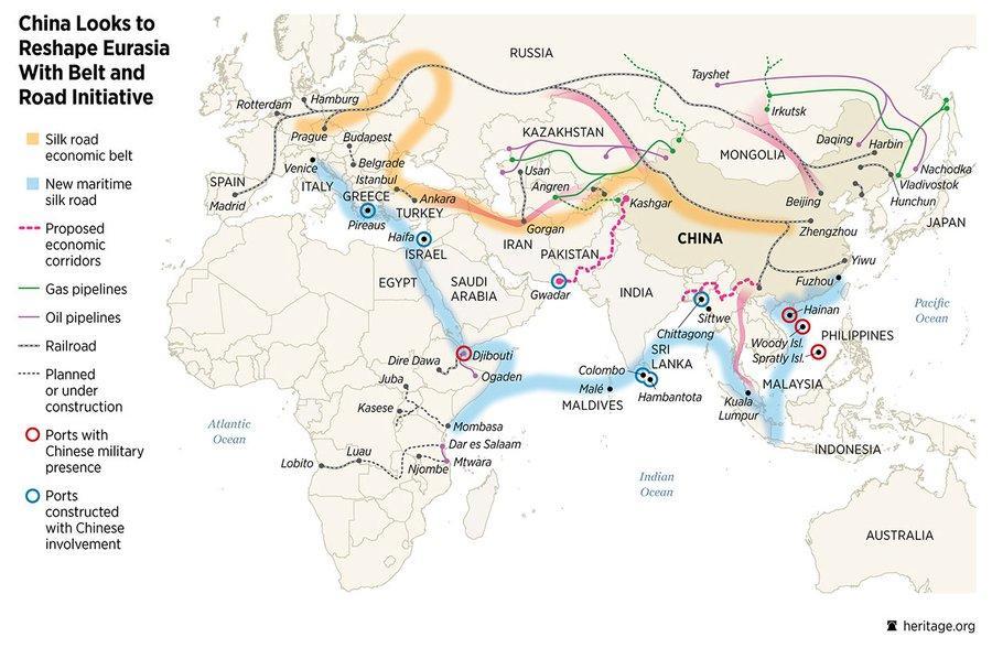 China massive Belt and Road Initiative integrating Eurasia and global supply chains ...